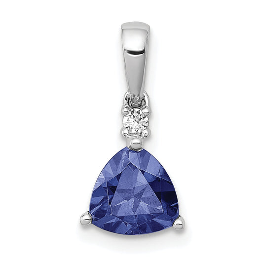 14k White Gold 14k White Gold Trillion .90 Tanzanite and Diamond Pendant