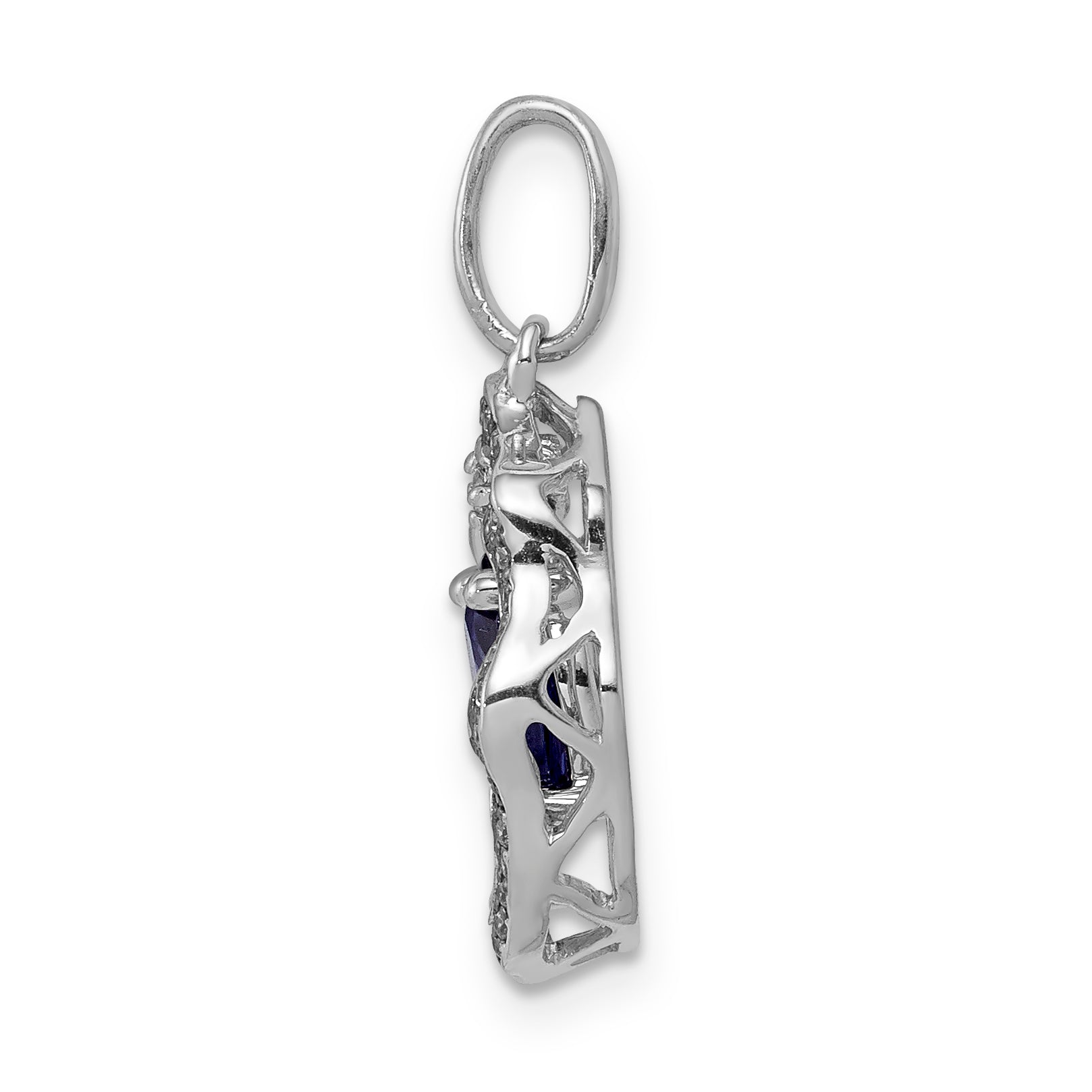 14k White Gold 14k White Gold .62 Tanzanite and Diamond Dangle Pendant