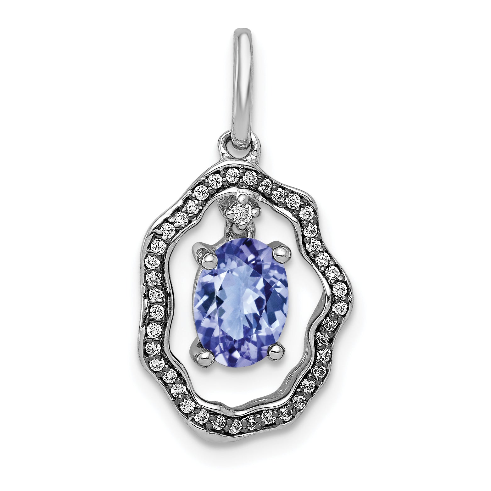 14k White Gold 14k White Gold .62 Tanzanite and Diamond Dangle Pendant