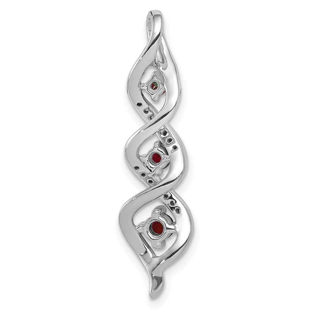10k White Gold 1/15 Ct. Lab Grown Diamond VS/SI+ G+ and Lab Created Ruby Twist Chain Slide Pendant