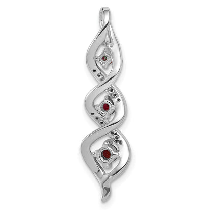 10k White Gold 1/15 Ct. Lab Grown Diamond VS/SI+ G+ and Lab Created Ruby Twist Chain Slide Pendant