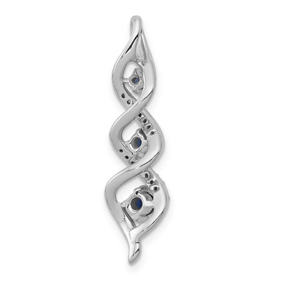 14k White Gold 1/15 Ct. Lab Grown Diamond VS/SI+ G+ and Lab Created Blue Sapphire Twist Chain Slide Pendant