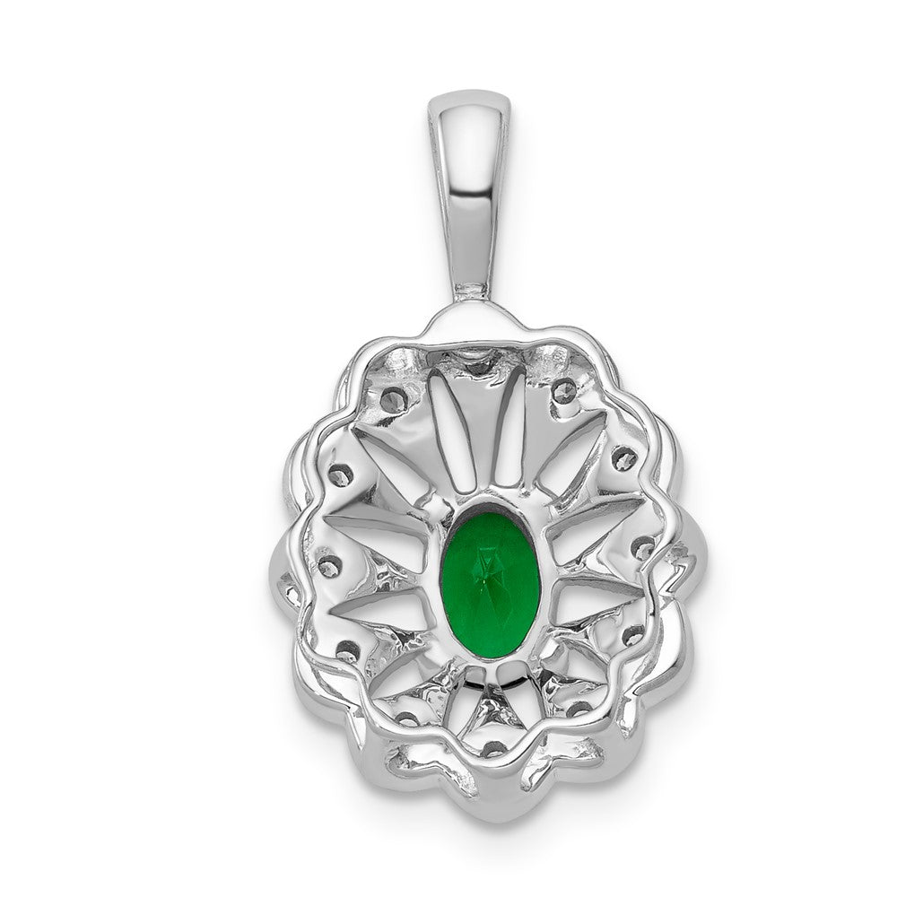 14k White Gold 1/6 Ct. Lab Grown Diamond VS/SI+ G+ and Lab Created Emerald Pendant