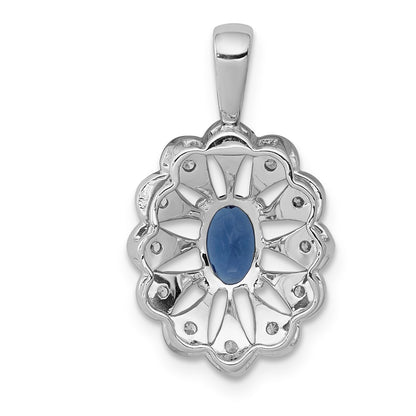 14k White Gold 1/6 Ct. Lab Grown Diamond VS/SI+ G+ and Lab Created Blue Sapphire Pendant