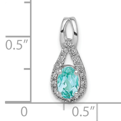 Pure Serenity 14k White Gold 1/10 Ct. Lab Grown Diamond VS/SI+ G+ and Lab Created Paraiba Teardrop Pendant