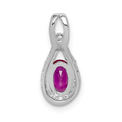 14k White Gold 1/10 Ct. Lab Grown Diamond VS/SI and Lab Created Ruby Pendant