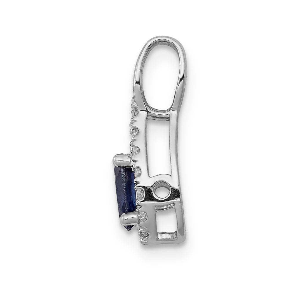 14k White Gold 1/10 Ct. Lab Grown Diamond VS/SI and Lab Created Blue Sapphire Pendant