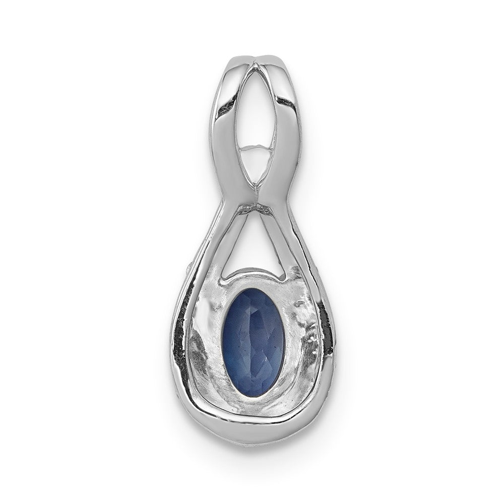 14k White Gold 1/10 Ct. Lab Grown Diamond VS/SI and Lab Created Blue Sapphire Pendant