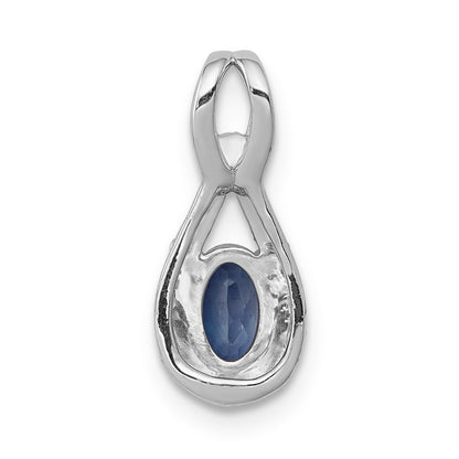 14k White Gold 1/10 Ct. Lab Grown Diamond VS/SI and Lab Created Blue Sapphire Pendant