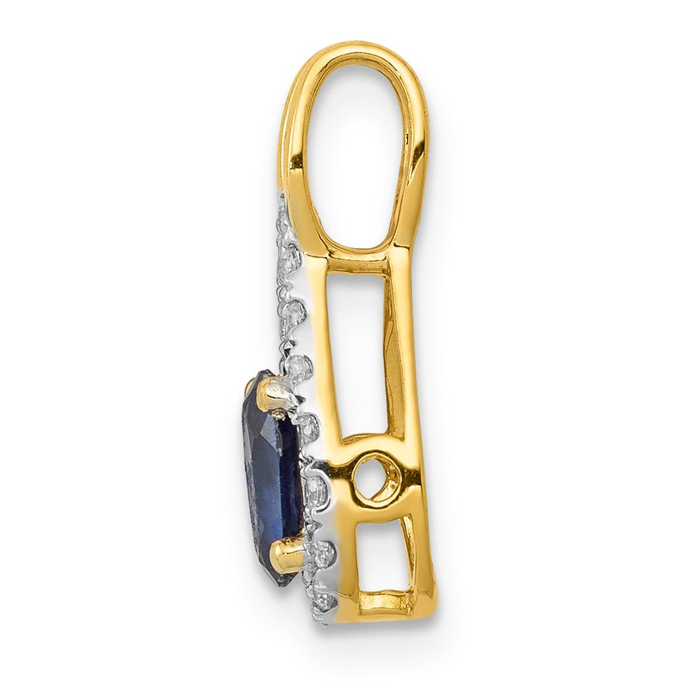 14k Yellow Gold 1/10 Ct. Lab Grown Diamond VS/SI+ G+ and Lab Created Blue Sapphire Pendant