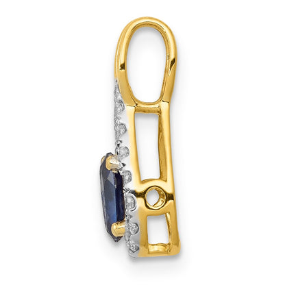 14k Yellow Gold 1/10 Ct. Lab Grown Diamond VS/SI+ G+ and Lab Created Blue Sapphire Pendant