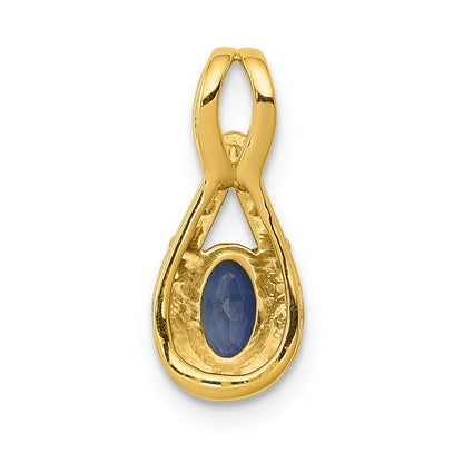 14k Yellow Gold 1/10 Ct. Lab Grown Diamond VS/SI+ G+ and Lab Created Blue Sapphire Pendant