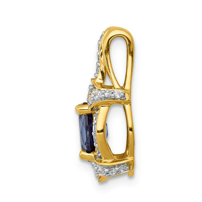 14k Yellow Gold 1/5 Ct. Lab Grown Diamond VS/SI+ G+ and Lab Created Blue Sapphire Pendant