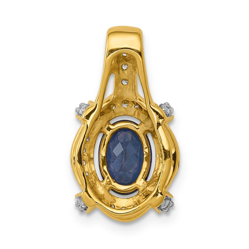14k Yellow Gold 1/5 Ct. Lab Grown Diamond VS/SI+ G+ and Lab Created Blue Sapphire Pendant