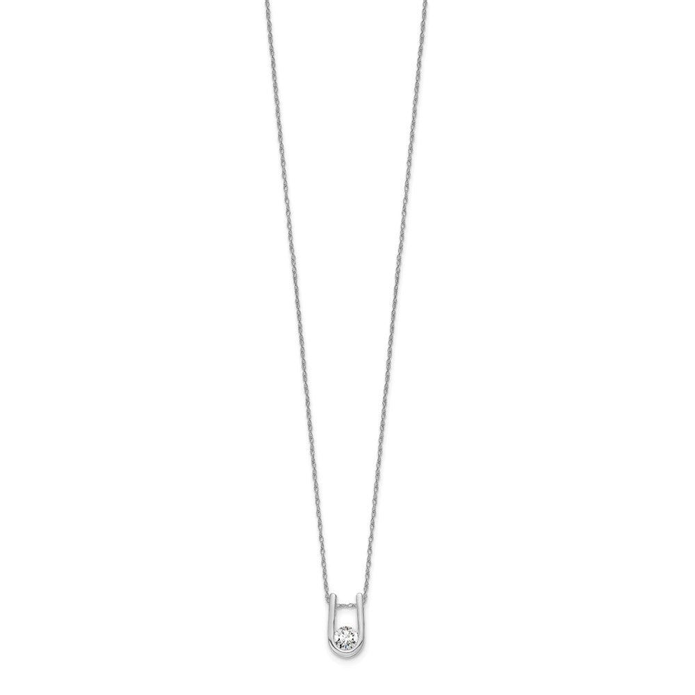 14k White Gold 1/3 Ct. Lab Grown Diamond VS/SI+ G+ 18 inch U-Shape Pendant Necklace