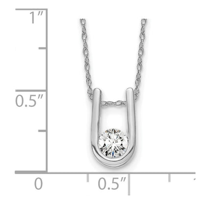 14k White Gold 1/3 Ct. Lab Grown Diamond VS/SI+ G+ 18 inch U-Shape Pendant Necklace