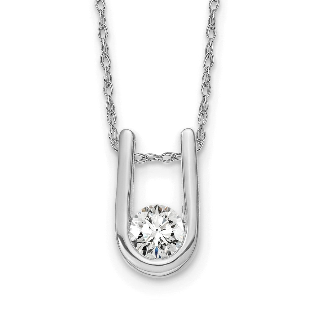 14k White Gold 1/3 Ct. Lab Grown Diamond VS/SI+ G+ 18 inch U-Shape Pendant Necklace