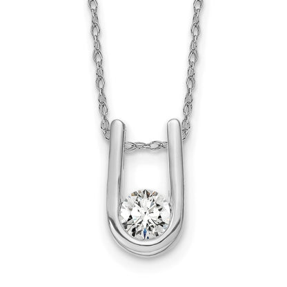 14k White Gold 1/3 Ct. Lab Grown Diamond VS/SI+ G+ 18 inch U-Shape Pendant Necklace