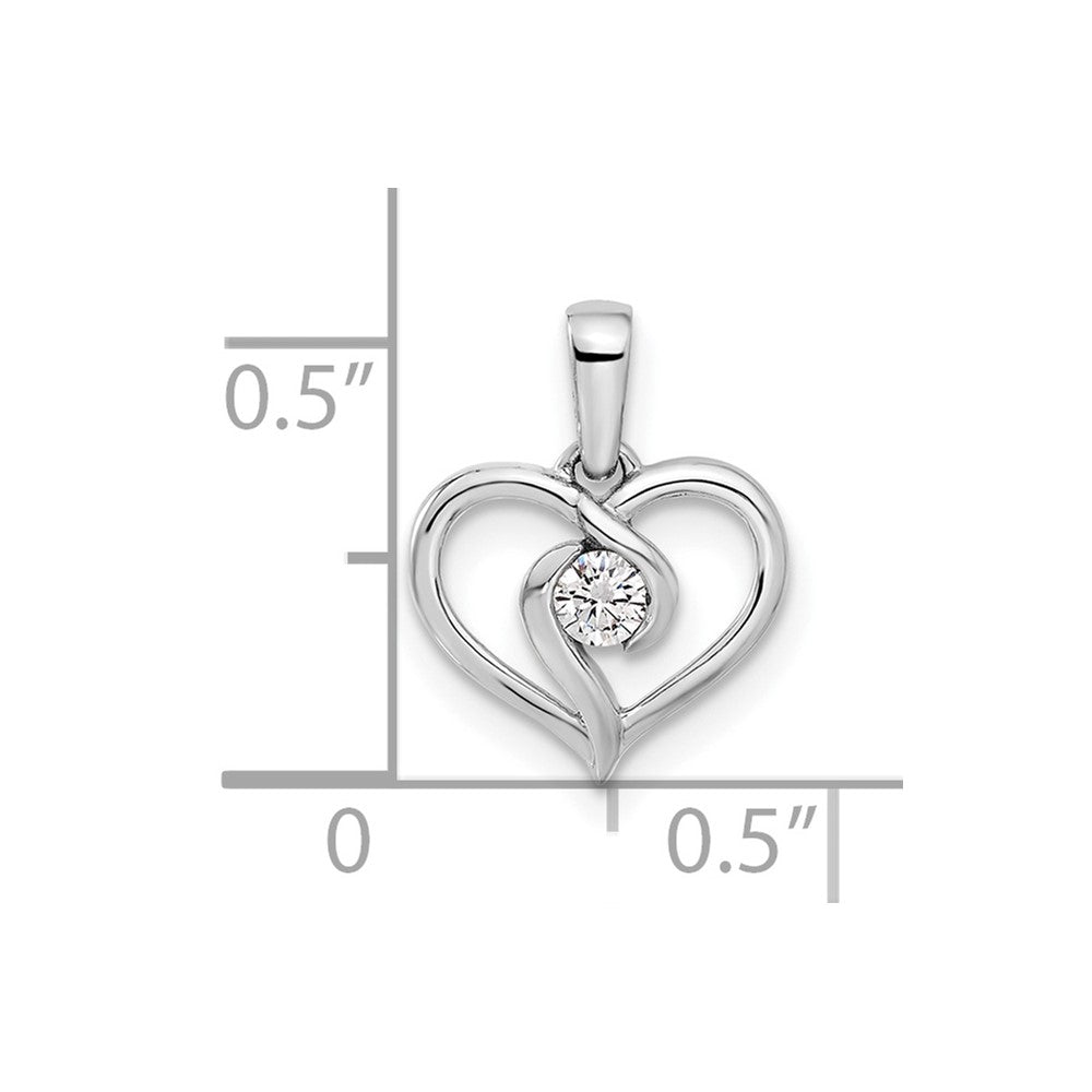 14k White Gold 1/10 Ct. Lab Grown Diamond VS/SI+ G+ Heart Pendant
