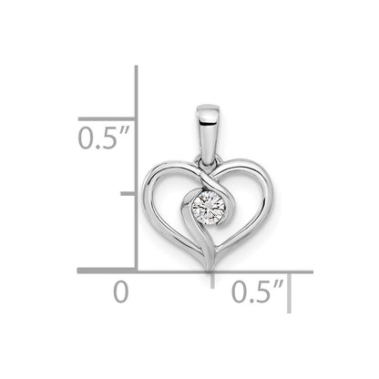 14k White Gold 1/10 Ct. Lab Grown Diamond VS/SI+ G+ Heart Pendant