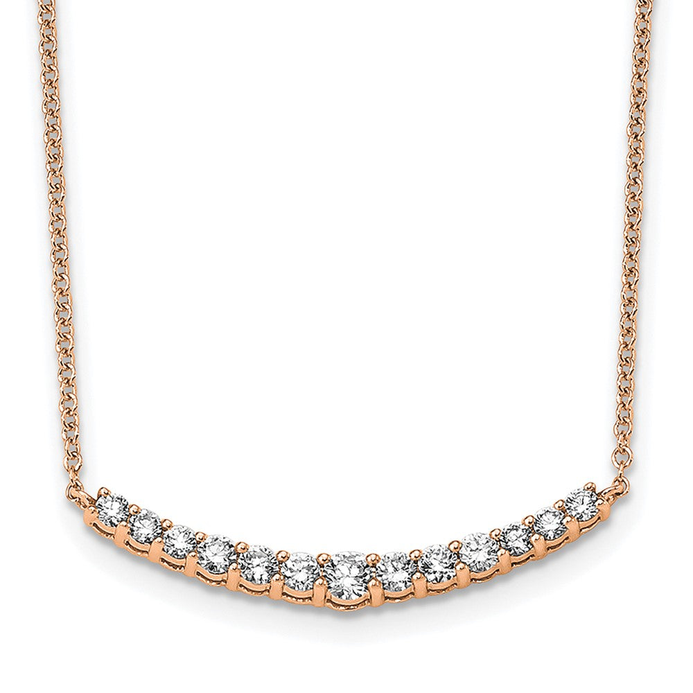 14K Rose Gold True Origin 1/2 Carat Lab Grown Diamond Vs+ F+ Complet 18 Inch Fashion Bar Necklace