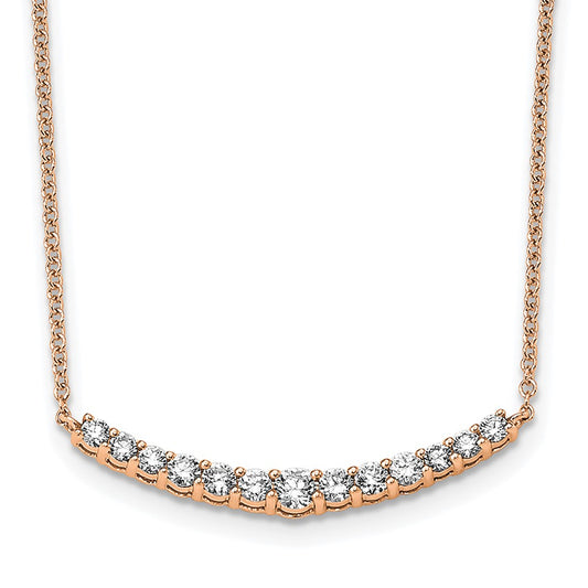 14K Rose Gold True Origin 1/2 Carat Lab Grown Diamond Vs+ F+ Complet 18 Inch Fashion Bar Necklace