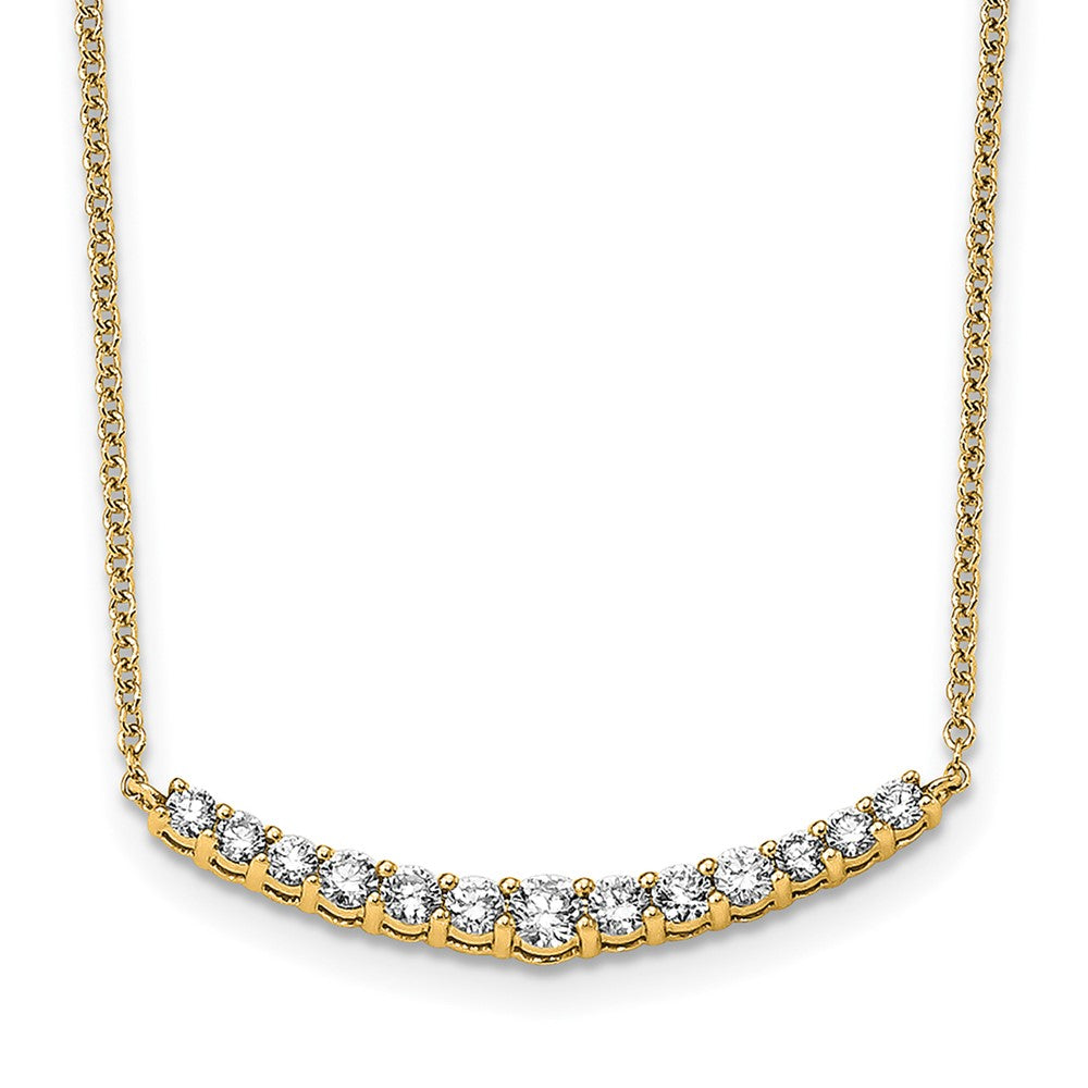 14K Yellow Gold True Origin 1/2 Carat Lab Grown Diamond Vs+ F+ Complete 18 Inch Fashion Bar Necklace