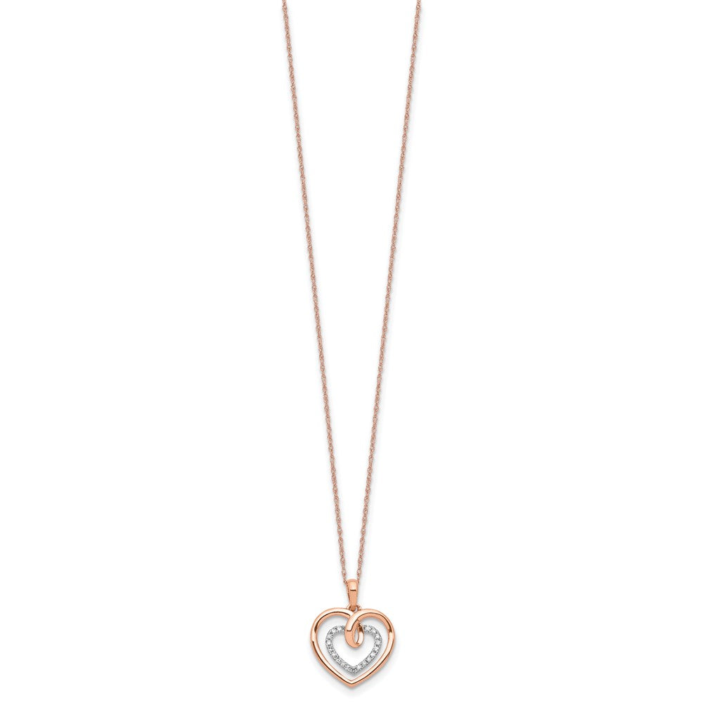 14k Two-Tone White and Rose Gold 1/10 Ct. Lab Grown Diamond VS/SI+ G+ 18 inch Heart Pendant Necklace