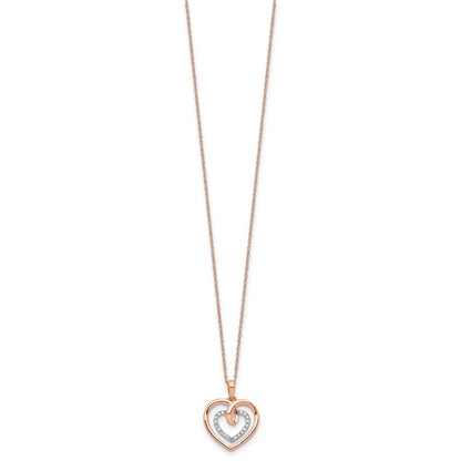 14k Two-Tone White and Rose Gold 1/10 Ct. Lab Grown Diamond VS/SI+ G+ 18 inch Heart Pendant Necklace