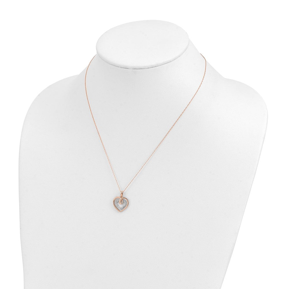 14k Two-Tone White and Rose Gold 1/10 Ct. Lab Grown Diamond VS/SI+ G+ 18 inch Heart Pendant Necklace