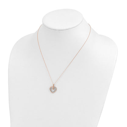 14k Two-Tone White and Rose Gold 1/10 Ct. Lab Grown Diamond VS/SI+ G+ 18 inch Heart Pendant Necklace