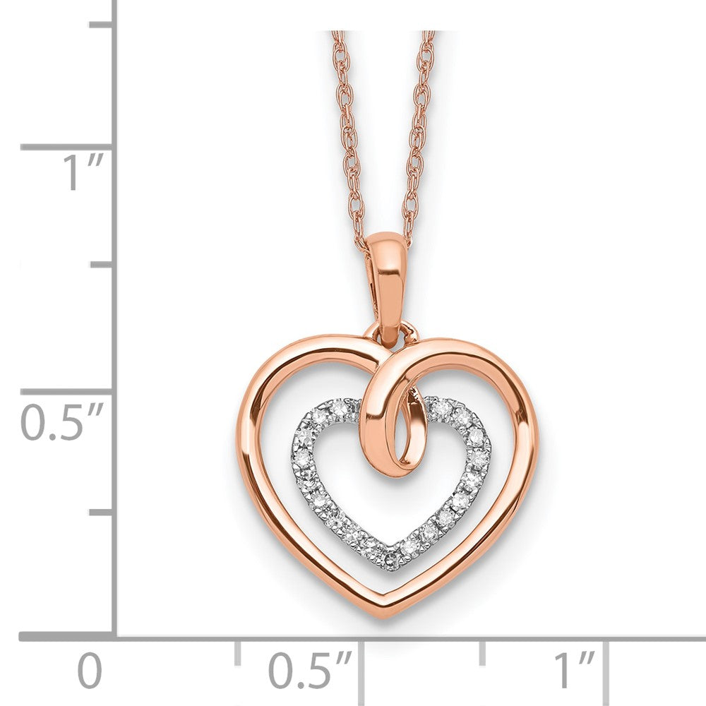 14k Two-Tone White and Rose Gold 1/10 Ct. Lab Grown Diamond VS/SI+ G+ 18 inch Heart Pendant Necklace