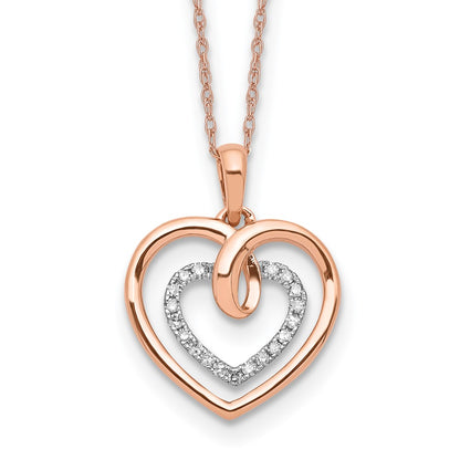 14k Two-Tone White and Rose Gold 1/10 Ct. Lab Grown Diamond VS/SI+ G+ 18 inch Heart Pendant Necklace