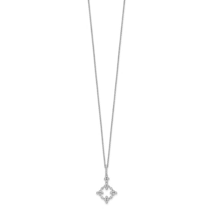 14K White Gold True Origin 1/4 Carat Lab Grown Diamond Vs Def 18 Inch Bloom Floral Pendant Necklace