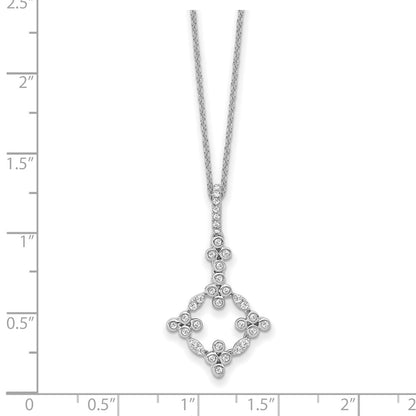 14K White Gold True Origin 1/4 Carat Lab Grown Diamond Vs Def 18 Inch Bloom Floral Pendant Necklace