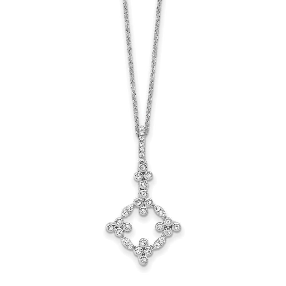 14K White Gold True Origin 1/4 Carat Lab Grown Diamond Vs Def 18 Inch Bloom Floral Pendant Necklace
