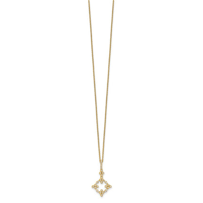 14K Yellow Gold True Origin 1/4 Carat Lab Grown Diamond Vs Def 18 Inch Bloom Floral Pendant Necklace