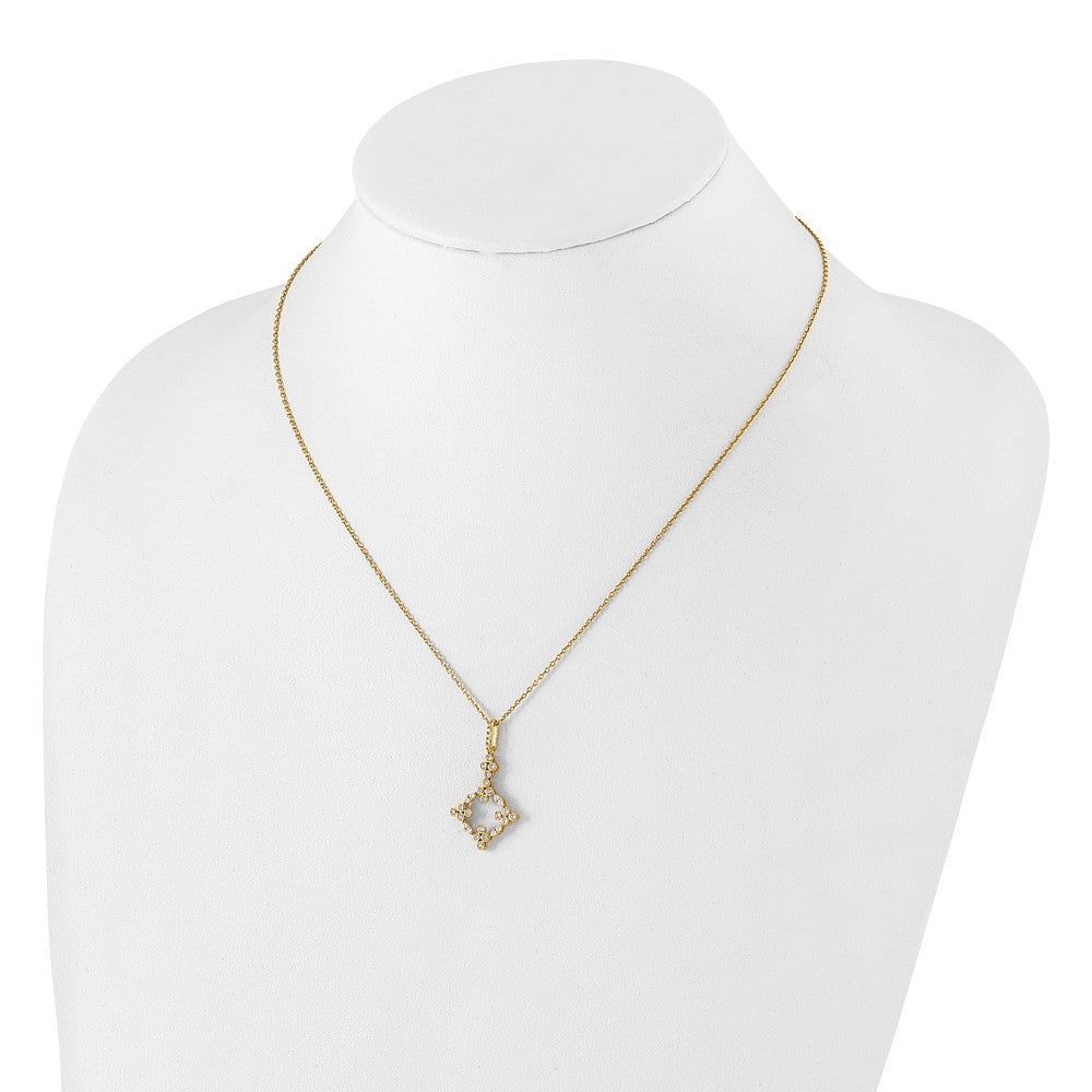 14K Yellow Gold True Origin 1/4 Carat Lab Grown Diamond Vs Def 18 Inch Bloom Floral Pendant Necklace