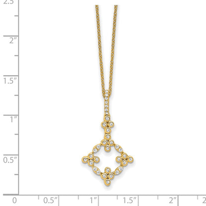 14K Yellow Gold True Origin 1/4 Carat Lab Grown Diamond Vs Def 18 Inch Bloom Floral Pendant Necklace