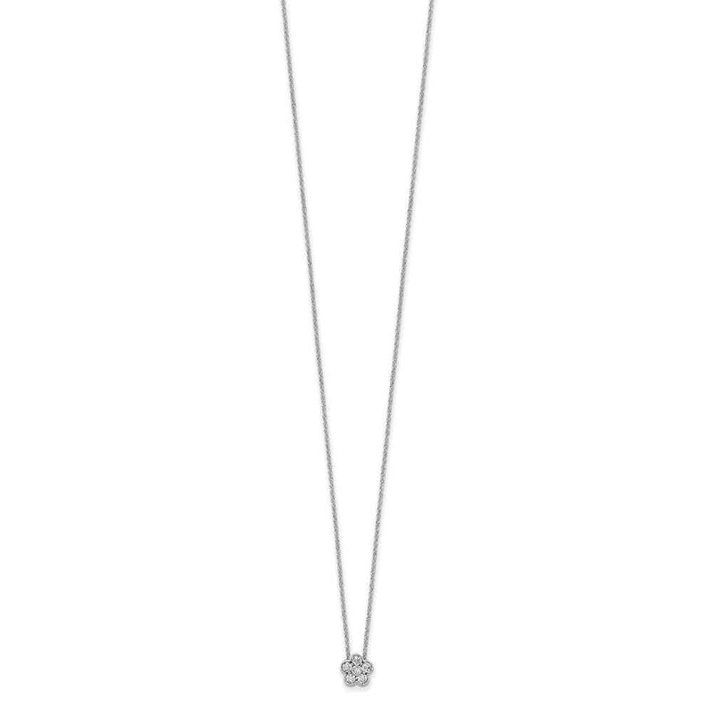 14K White Gold True Origin 1/4 Carat Lab Grown Diamond Vs Def 18 Inch Floral Pendant Necklace