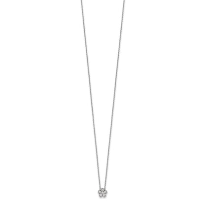 14K White Gold True Origin 1/4 Carat Lab Grown Diamond Vs Def 18 Inch Floral Pendant Necklace