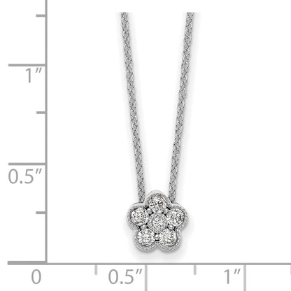 14K White Gold True Origin 1/4 Carat Lab Grown Diamond Vs Def 18 Inch Floral Pendant Necklace