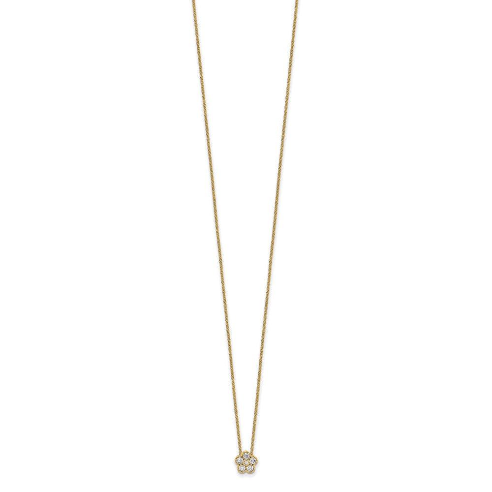 14K Yellow Gold True Origin 1/4 Carat Lab Grown Diamond Vs Def 18 Inch Floral Pendant Necklace