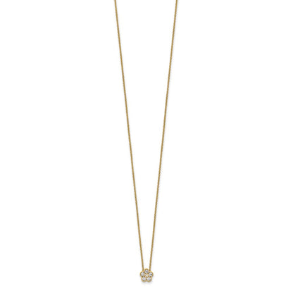 14K Yellow Gold True Origin 1/4 Carat Lab Grown Diamond Vs Def 18 Inch Floral Pendant Necklace