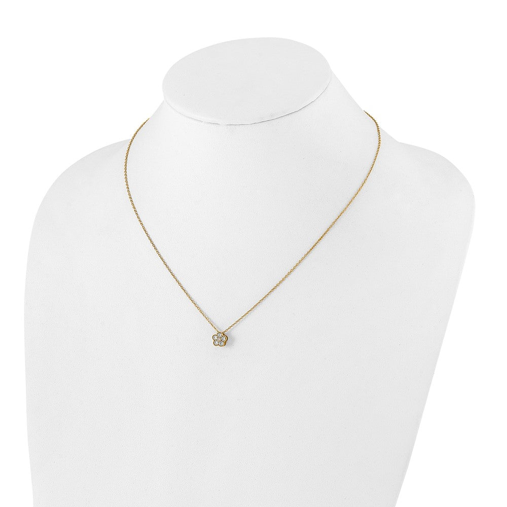 14K Yellow Gold True Origin 1/4 Carat Lab Grown Diamond Vs Def 18 Inch Floral Pendant Necklace