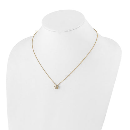 14K Yellow Gold True Origin 1/4 Carat Lab Grown Diamond Vs Def 18 Inch Floral Pendant Necklace