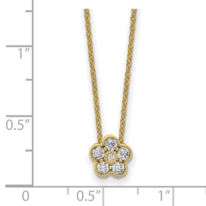 14K Yellow Gold True Origin 1/4 Carat Lab Grown Diamond Vs Def 18 Inch Floral Pendant Necklace