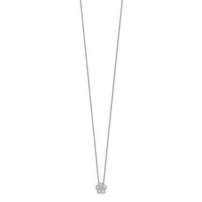 14K White Gold True Origin 1/2 Carat Lab Grown Diamond Vs Def 18 Inch Floral Pendant Necklace