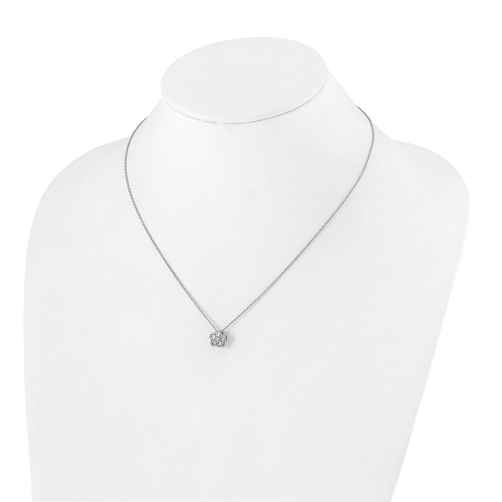 14K White Gold True Origin 1/2 Carat Lab Grown Diamond Vs Def 18 Inch Floral Pendant Necklace