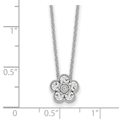 14K White Gold True Origin 1/2 Carat Lab Grown Diamond Vs Def 18 Inch Floral Pendant Necklace